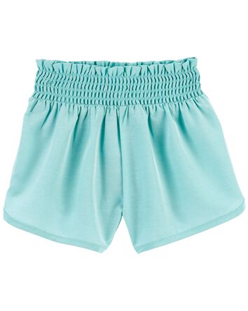 Smocked Shorts in Moisture Moisture Wicking Active Fabric, 
