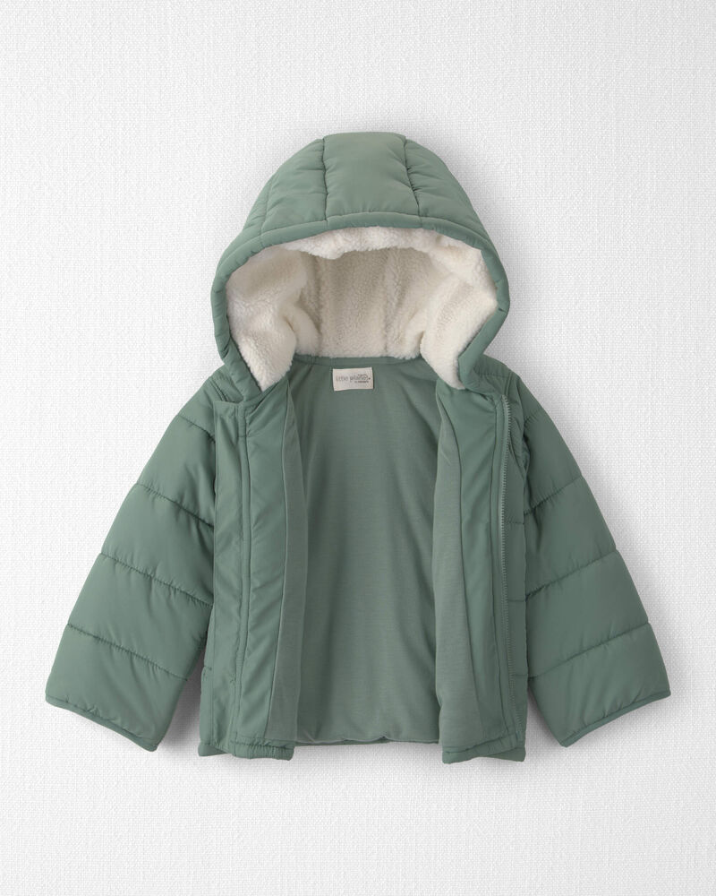Toddler Recycled Teddy Fleece Hooded Puffer Jacket, image 2 of 5 slides