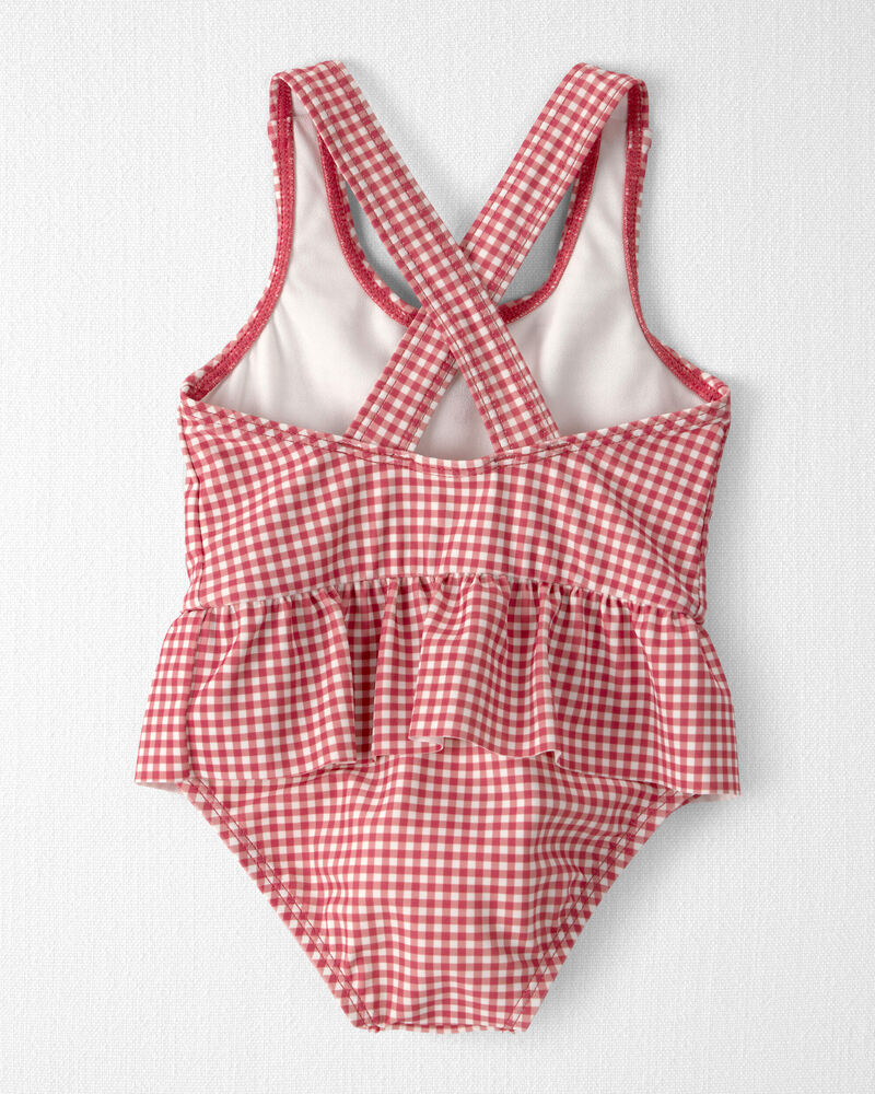Baby Girl Recycled Swimsuit in Red Gingham, image 3 of 6 slides