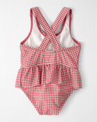 Baby Girl Recycled Swimsuit in Red Gingham, image 3 of 6 slides