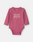 Baby Girl 'Baby Sister' Long-Sleeve Graphic Bodysuit - Pink, image 1 of 3 slides