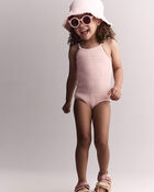 Toddler Girl Smocked One-Piece Swimsuit - Light Pink, image 7 of 7 slides
