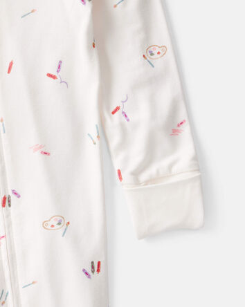 Baby Girl Art Print PurelySoft Sleeper- White, 