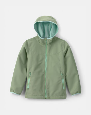 Girls Solid Midweight Fleece Lined Jade Jacket- Green , 