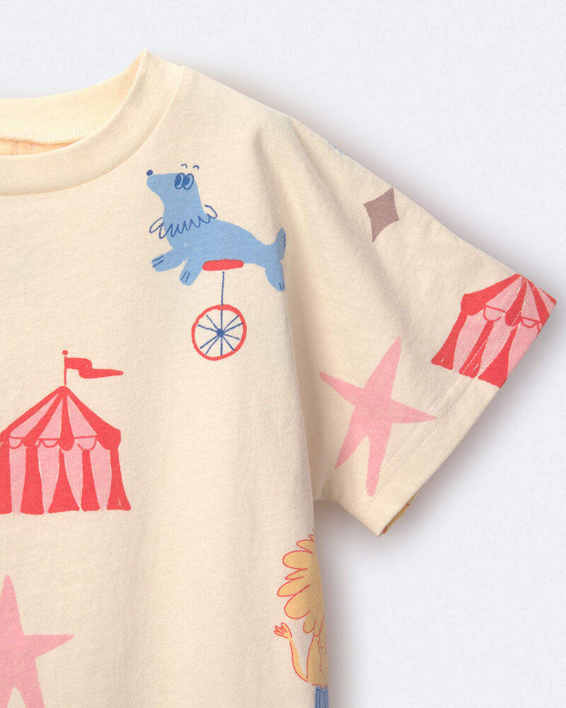 Toddler Dolman Tee in Circus Print - Cream, image 6 of 6 slides