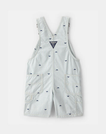 Toddler Boy Whale Striped Shortall - Blue/White, 