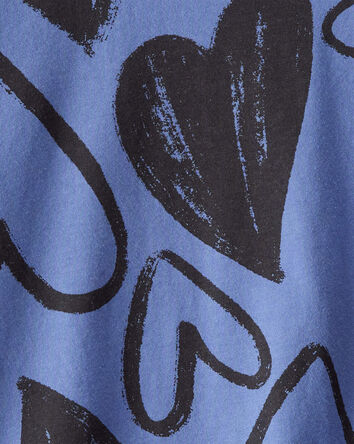 Filles - T-shirt à poche à motif de cœur - Bleu, 