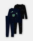 Toddler Boy 4-Piece Astronaut 100% Cotton Snug Fit Pyjama Set - Blue/Black, image 5 of 6 slides