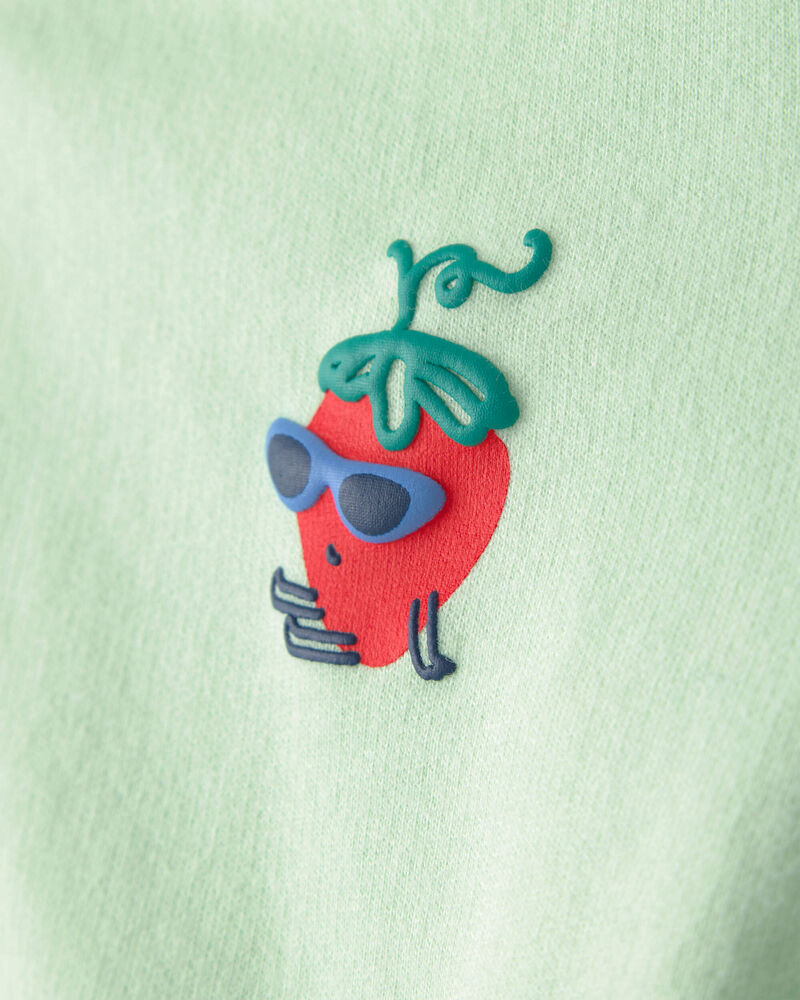 Toddler Girl Strawberry French Terry Pullover Sweatshirt - Green, image 7 of 8 slides