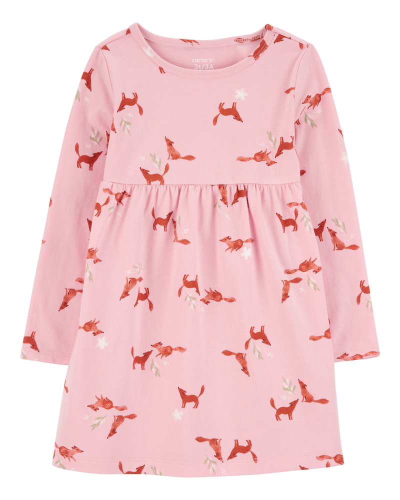 Toddler Fox Jersey Dress, image 1 of 4 slides