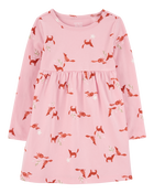 Toddler Fox Jersey Dress, image 1 of 4 slides