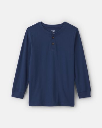 Gar&ccedil;ons - Haut henley &agrave; manches longues - Bleu marine, 