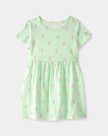 Tout-petit fille - Robe &agrave; manches courtes, floral &ndash; Vert, 