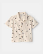 Toddler Boy Beach Short-Sleeve Button-Down Shirt - Cream/Black, image 1 of 5 slides
