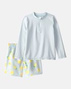 Boys 2-Piece Lemon Rashguard & Swim Trunk Set - Blue, image 1 of 6 slides