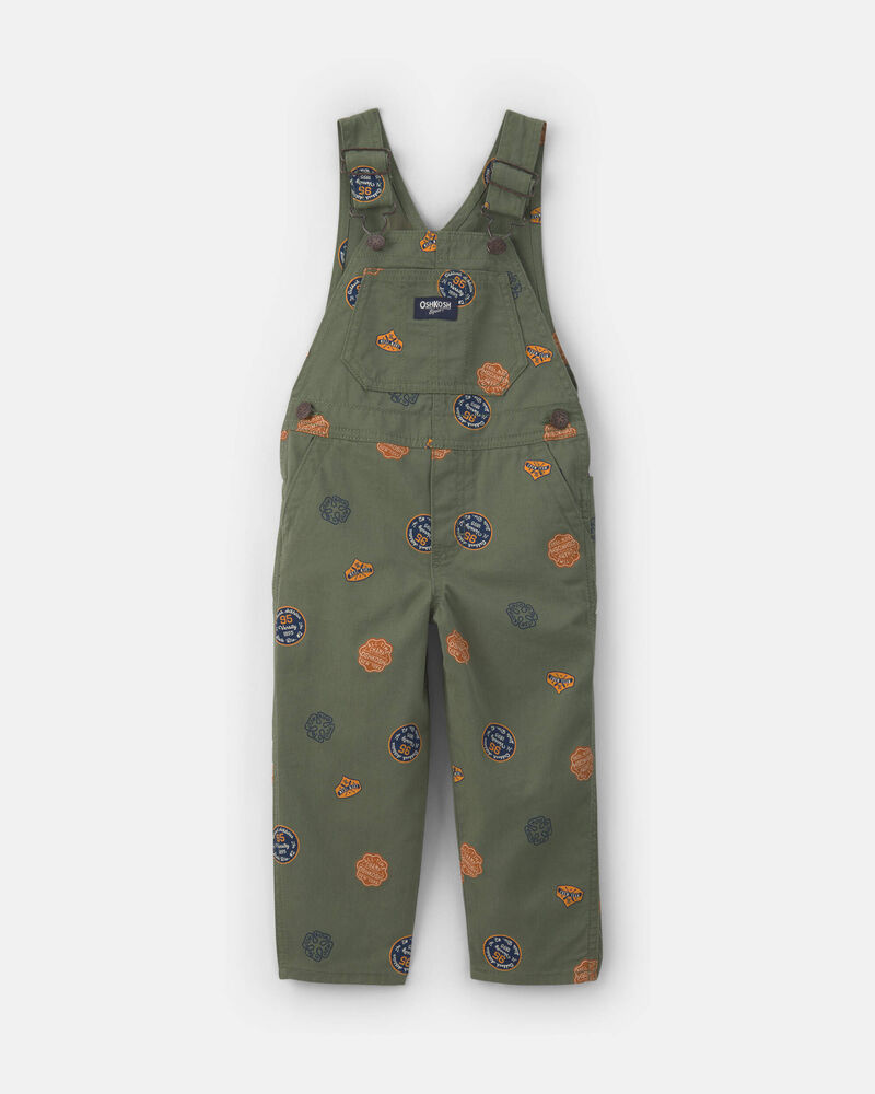 Toddler Patch Logo Overalls - Green, image 1 of 4 slides