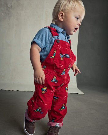 Baby Bear Corduroy Overalls - Red, 