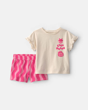 Toddler Girl 2-Piece CoComelon Short-Sleeve Top & Short Set - Pink/Ivory, 