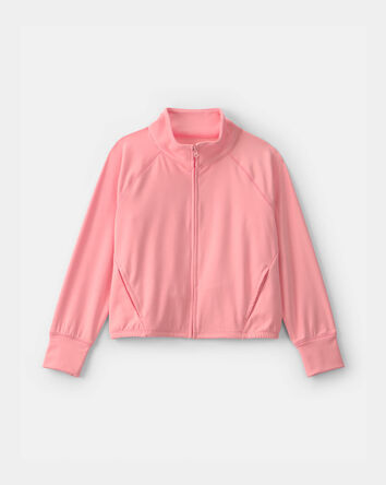 Girls Solid Active Zip-Up Jacket - Pink, 