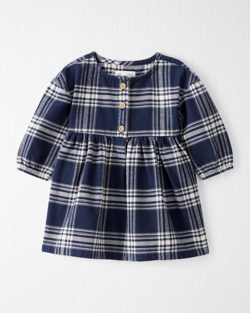 Baby Girl Organic Cotton Flannel Dress, image 1 of 6 slides