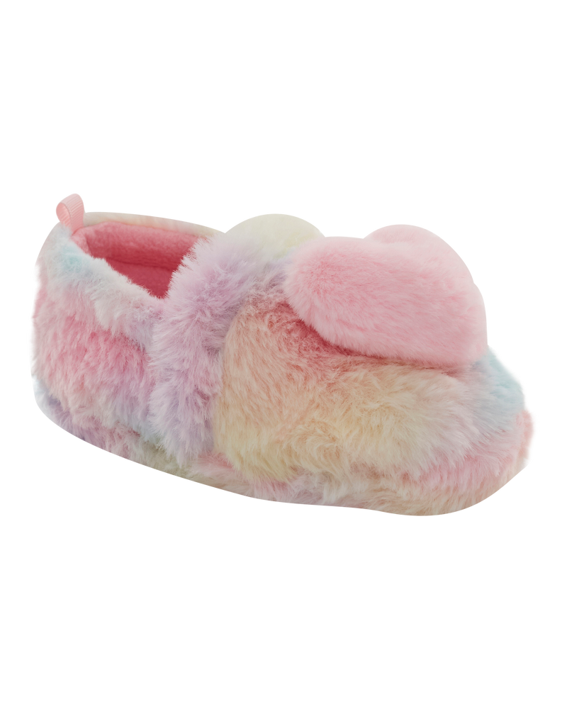 Rainbow Heart Faux Fur Loafer Slippers, image 1 of 6 slides