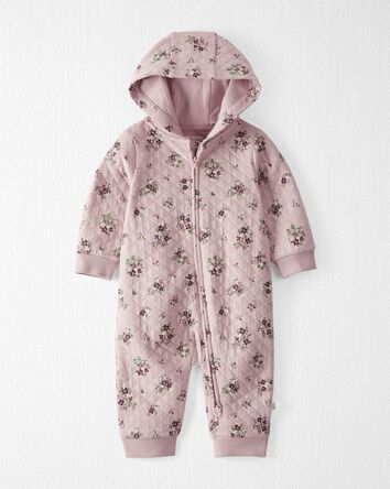 Baby Quilted Double Knit Floral Pram Made with Organic Cotton, 