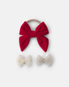 B&eacute;b&eacute; fille - Emballage de 2 barrettes et 1 bandeau &agrave; cheveux de No&euml;l- Blanc/Rouge, image 1 sur 2 diapositives