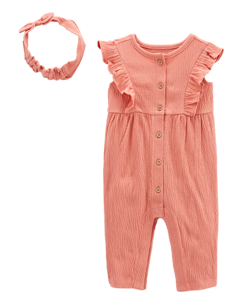 Bébé Ensemble 2 pièces combinaison en jersey froissé et bandeau, 