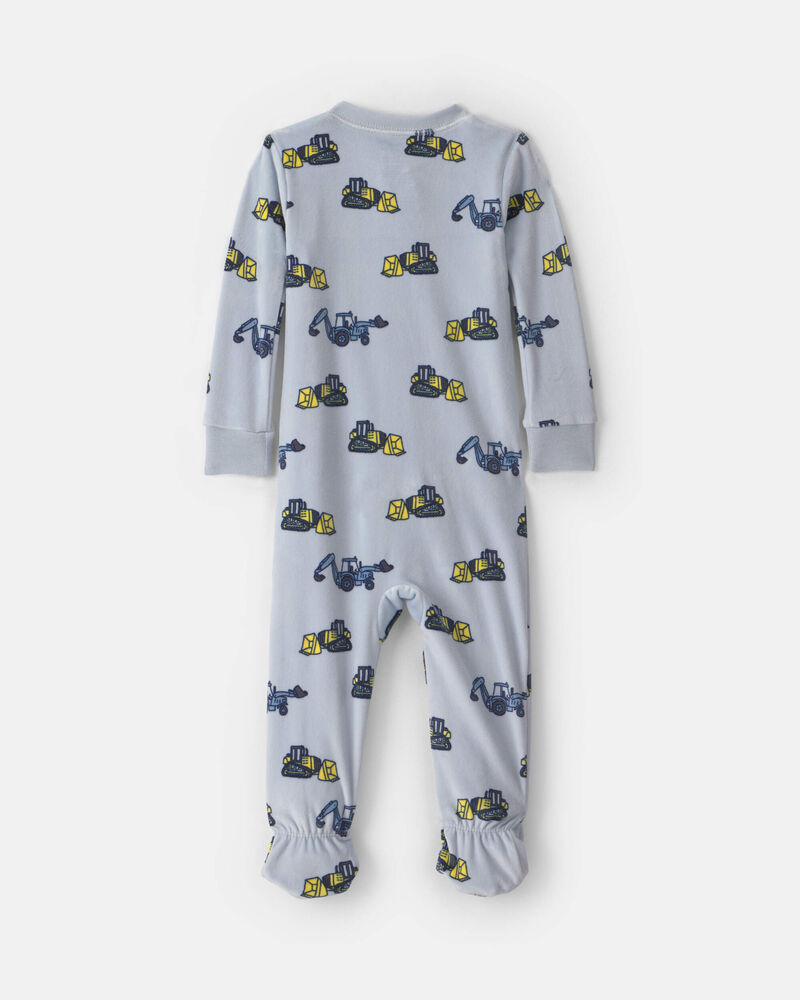Baby Boy 1-Piece Construction 2-Way Zip DreamPlush Snug Fit Footed Pyjama - Blue, image 2 of 5 slides