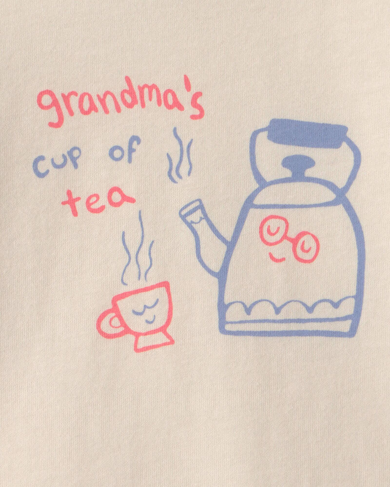 Baby Girl 'Grandma's Cup Of Tea' Long-Sleeve Graphic Bodysuit - Cream, image 2 of 3 slides
