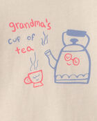 Baby Girl 'Grandma's Cup Of Tea' Long-Sleeve Graphic Bodysuit - Cream, image 2 of 3 slides