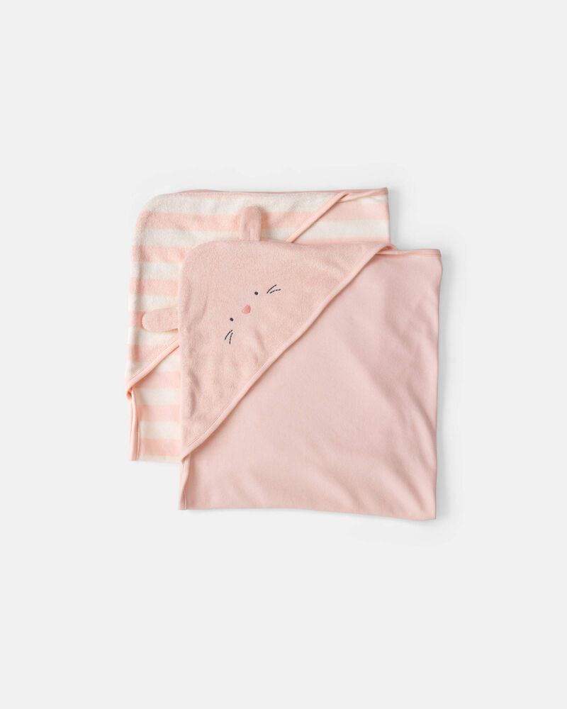 Baby Girl 2-Pack Bunny Terry Towels - Pink, image 3 of 4 slides