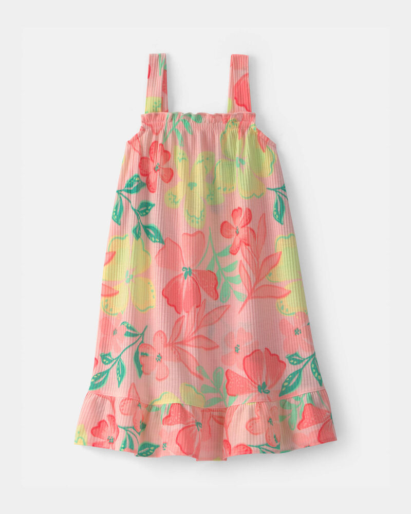 Girls Tropical Floral Sleeveless Night Gown, image 1 of 3 slides