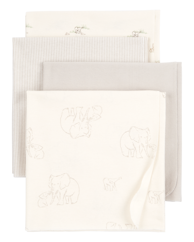 Baby 4-Pack Elephant Receiving Blankets, image 1 of 5 slides