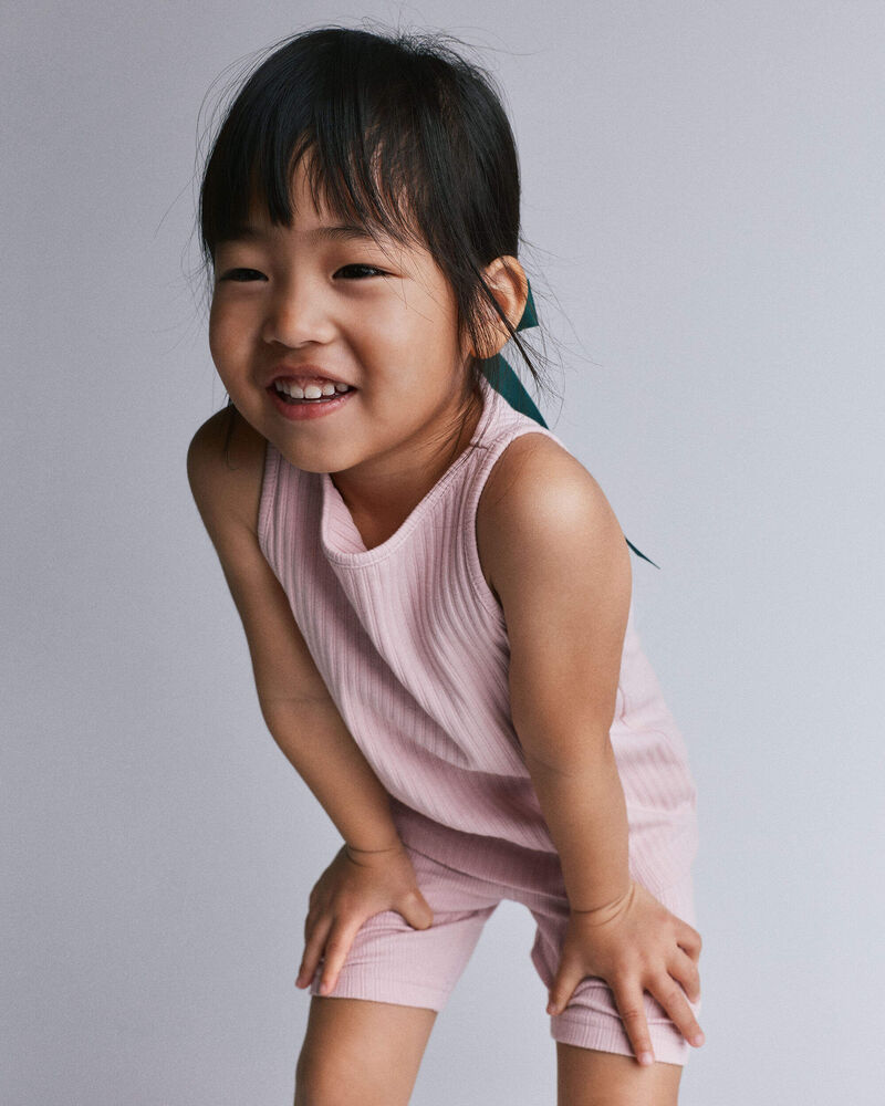 Toddler Girl Ribbed Playtime Tank - Rose, image 4 of 5 slides