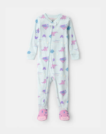 B&eacute;b&eacute; fille - Pyjama 1 pi&egrave;ce ajust&eacute; en 100 % coton, conte de f&eacute;es - Bleu, 