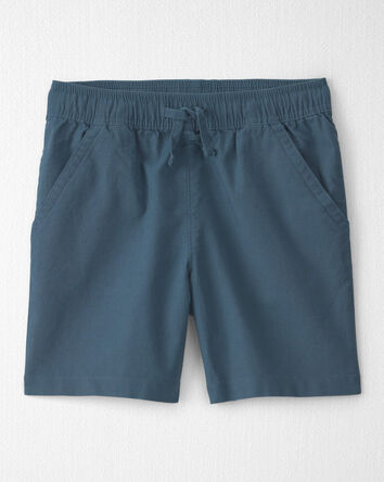 Boys 2-Piece Linen Top & Short Set Made with Organic Cotton in Blue Hibiscus, 