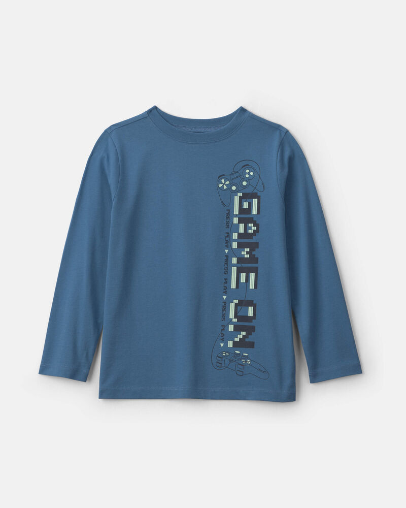 Boys 'Game On' Long-Sleeve Graphic Tee - Blue, image 1 of 3 slides