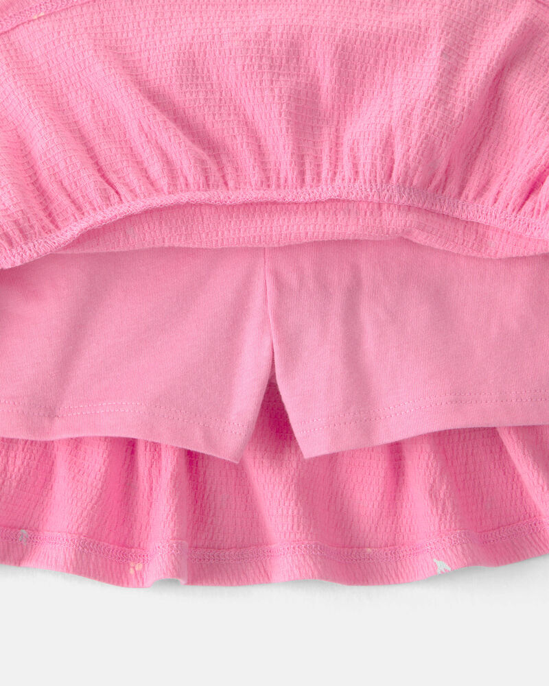 Tout-petit fille - Ensemble 2 pi&egrave;ces haut et jupe-short &agrave; fleurs - Rose, image 2 sur 5 diapositives