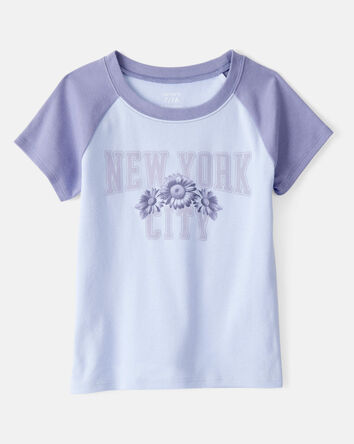 Filles - T-shirt imprimé à manches courtes New York - Bleu, 