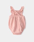Baby Girl Solid Sleeveless Romper - Blush, image 2 of 4 slides