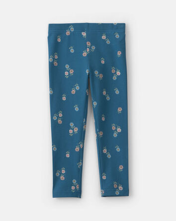 Toddler Girl Floral Pull-On Stretch Leggings - Blue, 