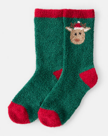 Kid Reindeer Crew Socks - Green, 