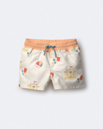 Tout-petit gar&ccedil;on - Short maillot de bain &agrave; imprim&eacute; ch&acirc;teau de sable &ndash; Cr&egrave;me, 