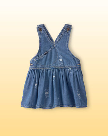 B&eacute;b&eacute; fille - Jupe-salopette crois&eacute;e en denim Winnie l&rsquo;Ourson de Disney&reg; - D&eacute;lav&eacute; moyen, 