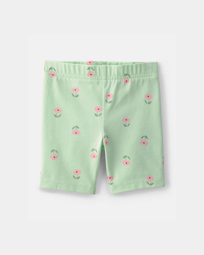 Toddler Girl Floral Bike Shorts - Green, image 1 of 4 slides
