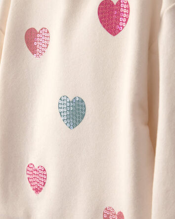 Toddler Girl Sequin Heart French Terry Pullover Sweatshirt - Cream, 