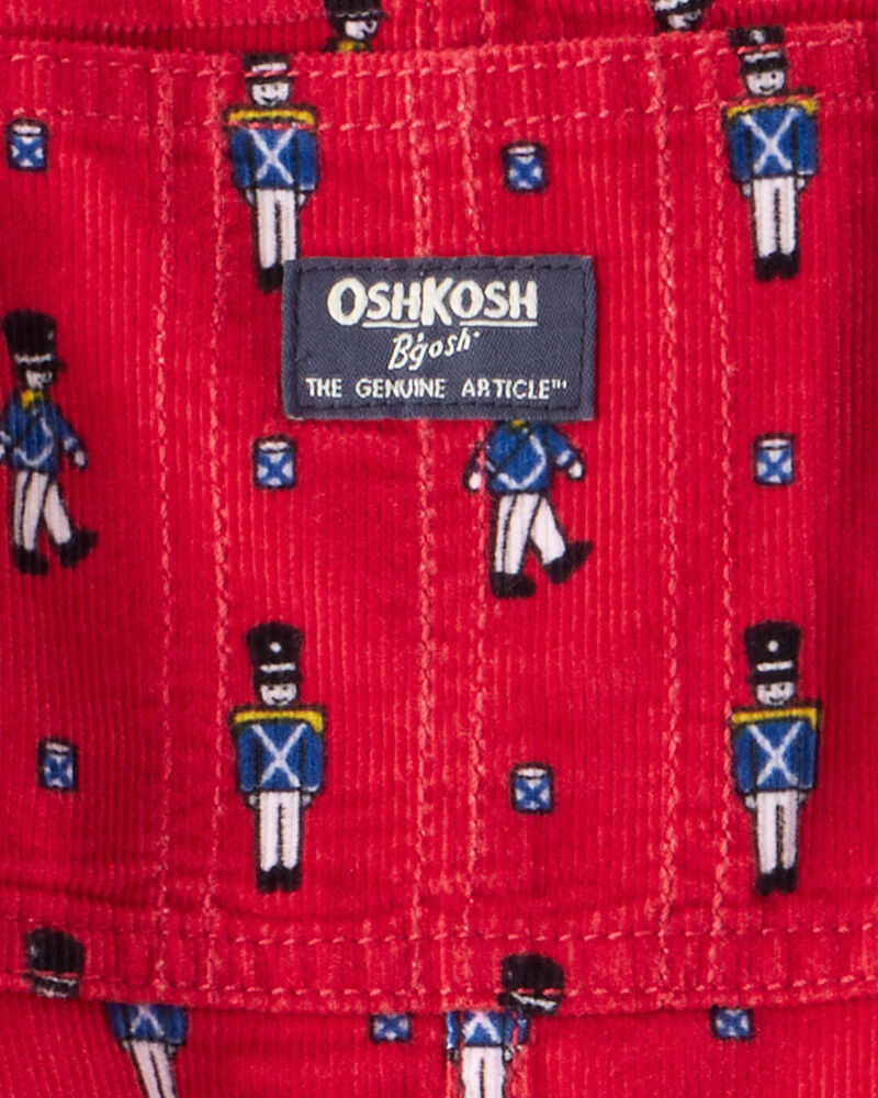 Toddler Nutcracker Print Corduroy Overalls - Red, image 4 of 5 slides