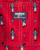 Toddler Nutcracker Print Corduroy Overalls - Red, image 4 of 5 slides