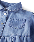 Toute-petit fille - Robe en denim de coton biologique, image 3 sur 4 diapositives